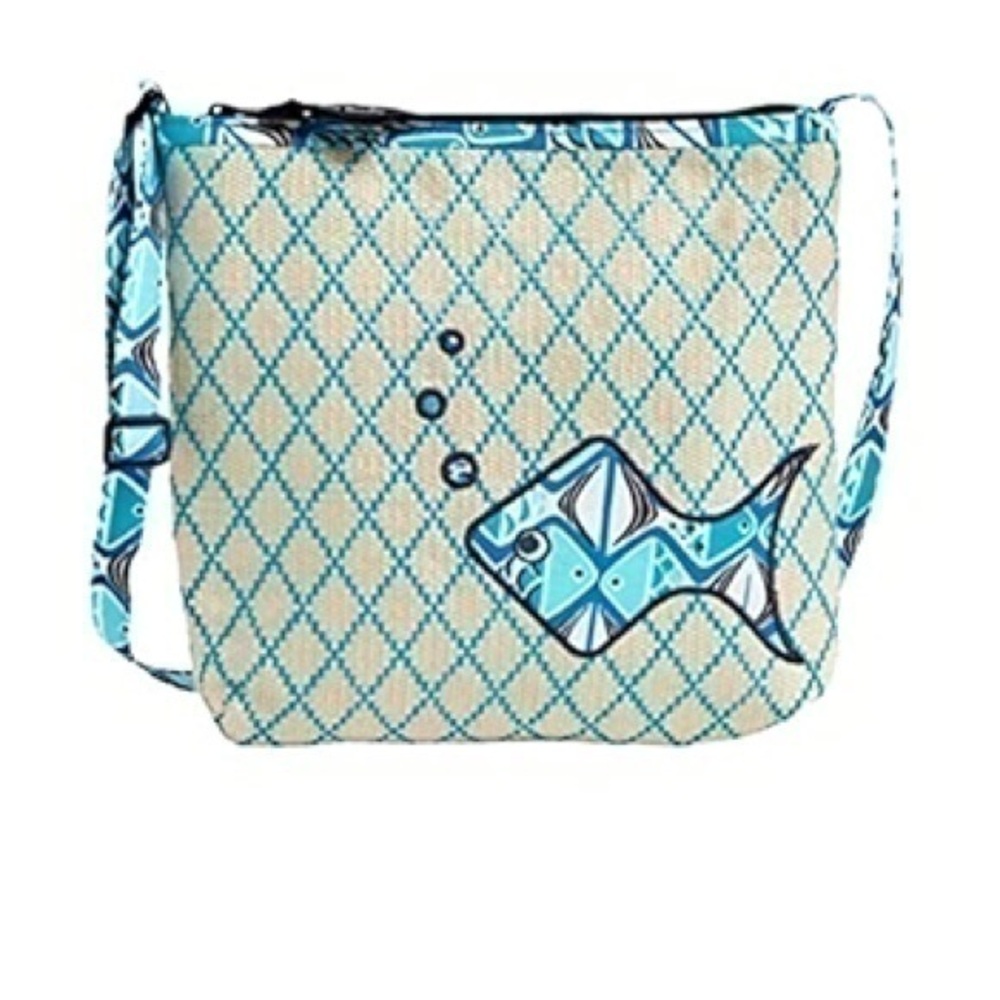 Vera Bradley Beach Crossbody Go Fish Blue Beach